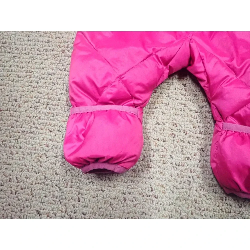 REI Bunting‎ Snowsuit Girls 6M Pink Excellent Down Insulated Quilted Hooded